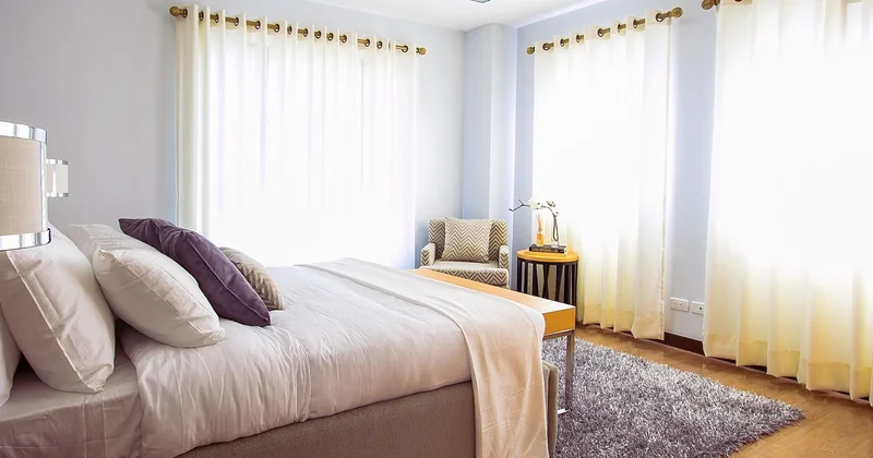 Modern and antique furniture in the bedroom